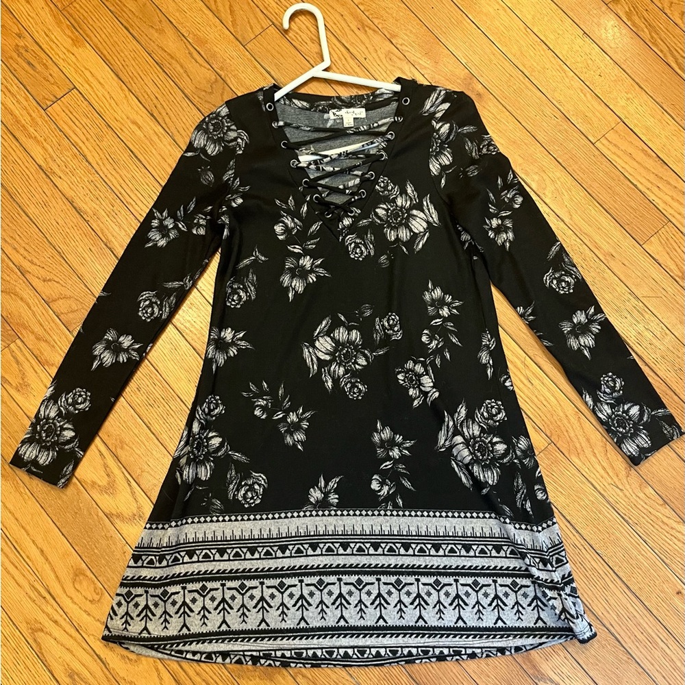 Dress - black floral - size XS